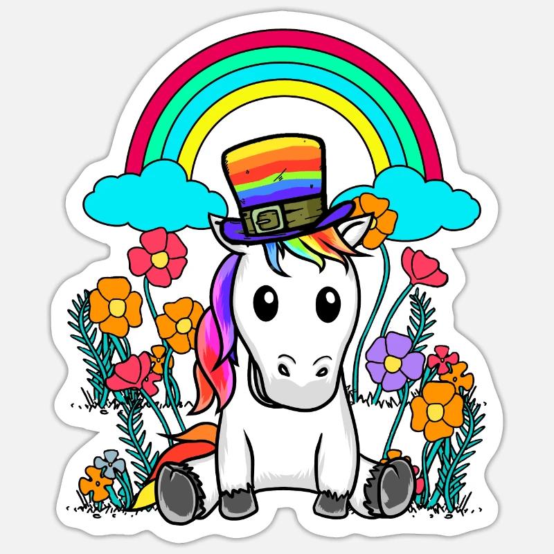 LGBT Regenbogen Einhorn Einhörner Pferd Pferde Sticker Größe S (10 x 10 cm)