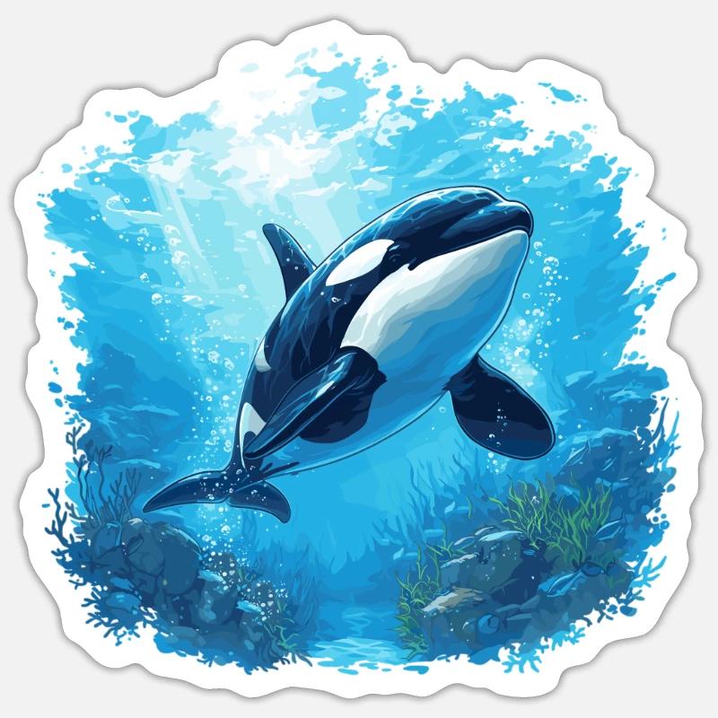 Orcas Orca - Sticker Größe S (10 x 10 cm) - Mattweiß