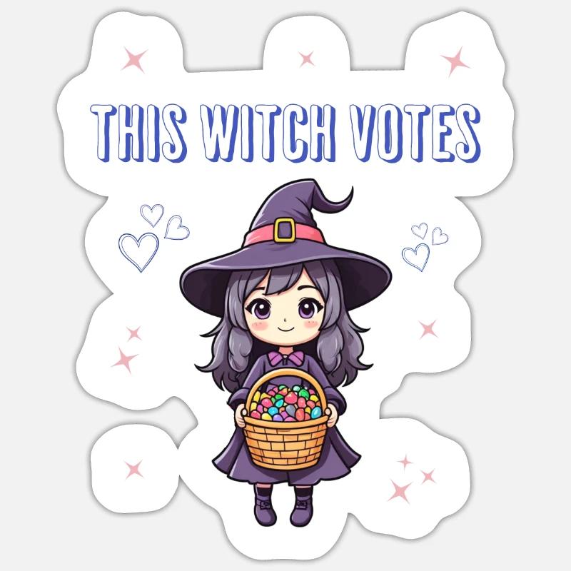 Cette sorcière vote - Sticker taille S (10 x 10 cm) - blanc mat