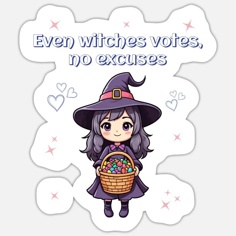 Même les votes des sorcières, pas d’excuses - Sticker taille S (10 x 10 cm) - blanc mat