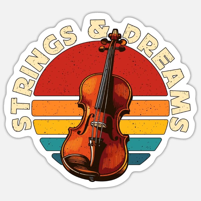 Fiddle Strings & Dreams Musical Instrument Lover Sticker size S (10 x 10 cm)