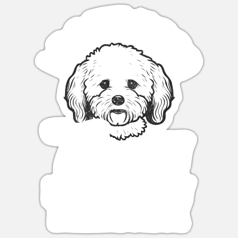 Cadeaux Bichon Frisé - Sticker taille S (10 x 10 cm) - blanc mat