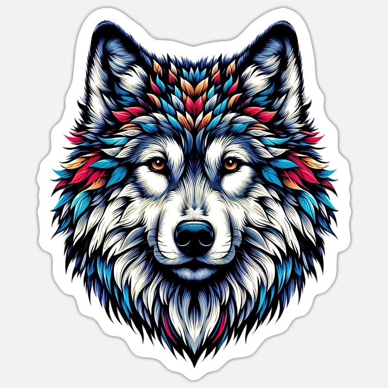 Wolf - Sticker Größe S (10 x 10 cm) - Mattweiß