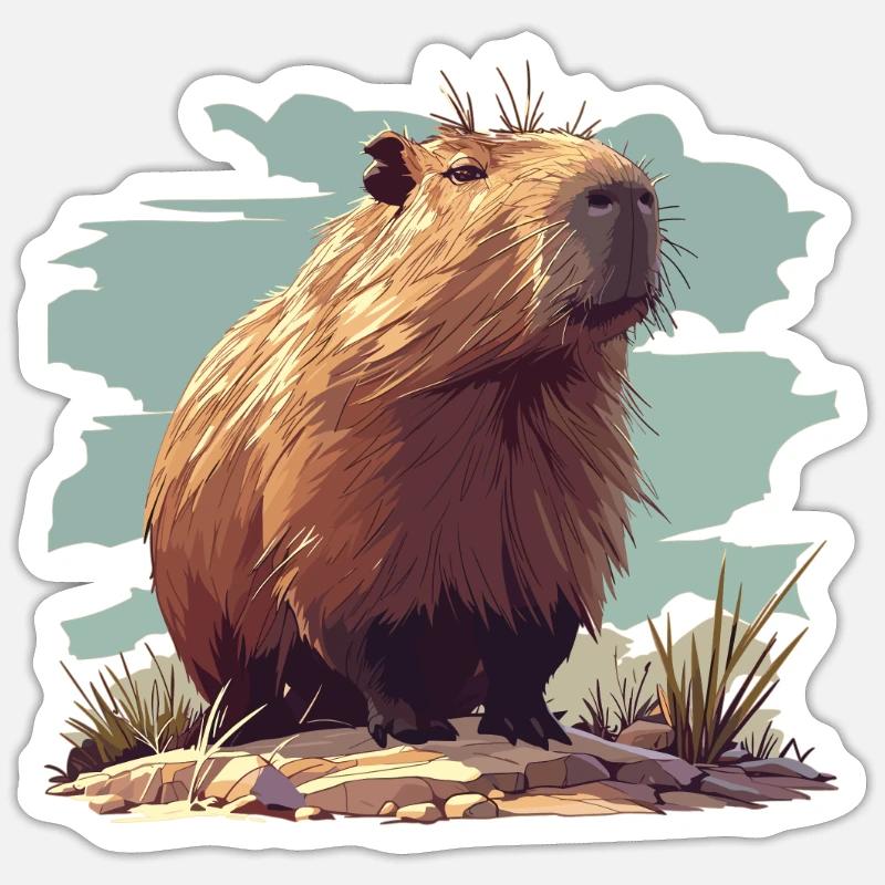 Capybaras Capybara - Sticker taille S (10 x 10 cm) - blanc mat