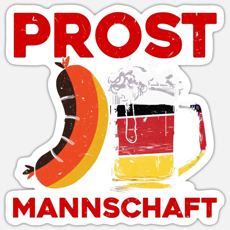 Münchner Volksfest PROST MANNSCHAFT Lustiges - Sticker taille S (10 x 10 cm) - blanc mat