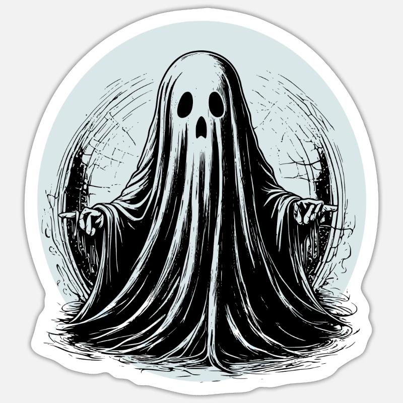 Conception graphique fantôme impressionnante - Sticker taille S (10 x 10 cm) - blanc mat
