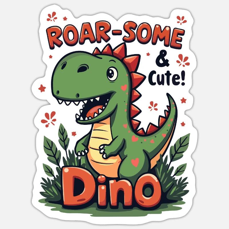 DINO . ROAR-SOME & CUTE ! - Sticker size S (10 x 10 cm) - white matte