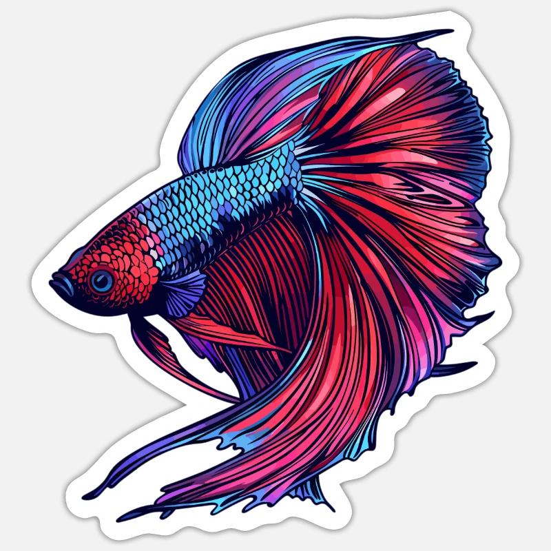 Bettas Betta Poisson Betta - Sticker taille S (10 x 10 cm) - blanc mat