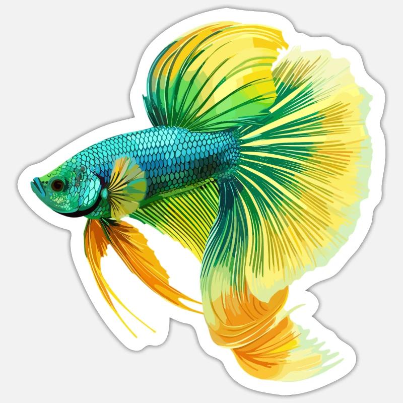 Bettas Betta Poisson Betta - Sticker taille S (10 x 10 cm) - blanc mat