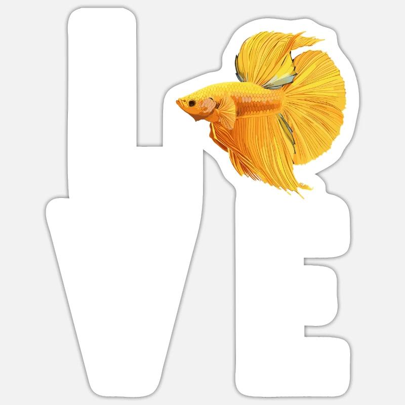 Bettas Betta Poisson Betta - Sticker taille S (10 x 10 cm) - blanc mat