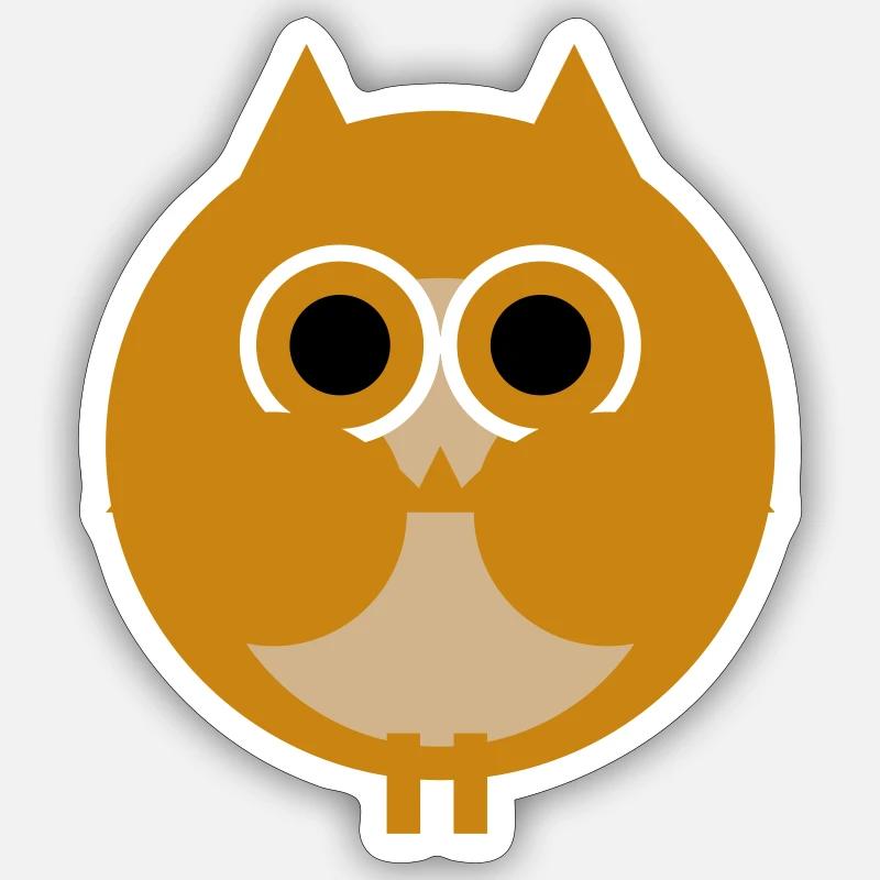 geometric owl design - Sticker taille S (10 x 10 cm) - blanc mat