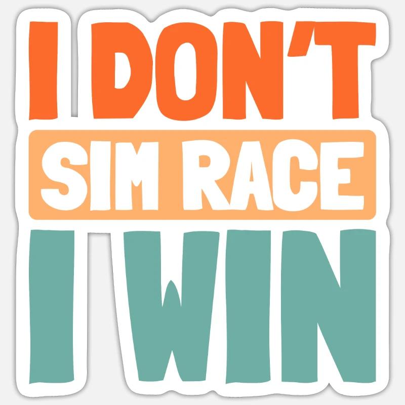 Sim Racing - Sticker Größe S (10 x 10 cm) - Mattweiß