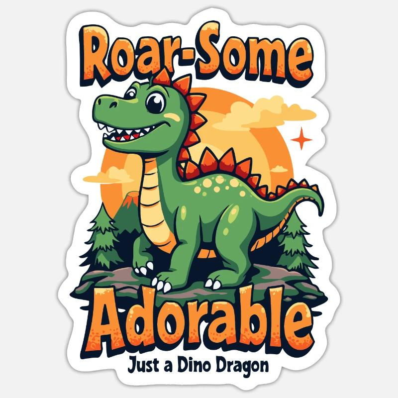 DINO DRAGON - Sticker taille S (10 x 10 cm) - blanc mat
