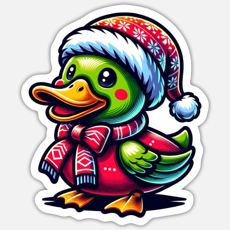 Noël Canard Sucré - Sticker taille S (10 x 10 cm) - blanc mat