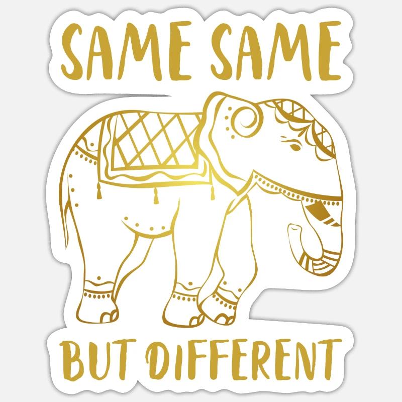 Goldener Elefant "Same Same but different" Sticker Größe S (10 x 10 cm)