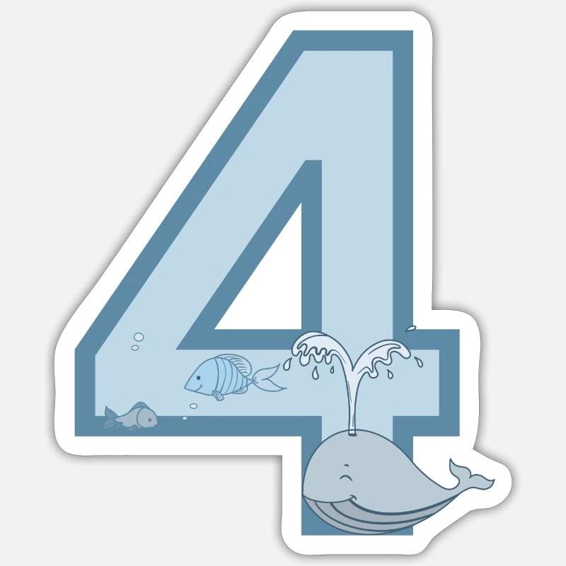Numéro 4 - Sticker taille S (10 x 10 cm) - blanc mat