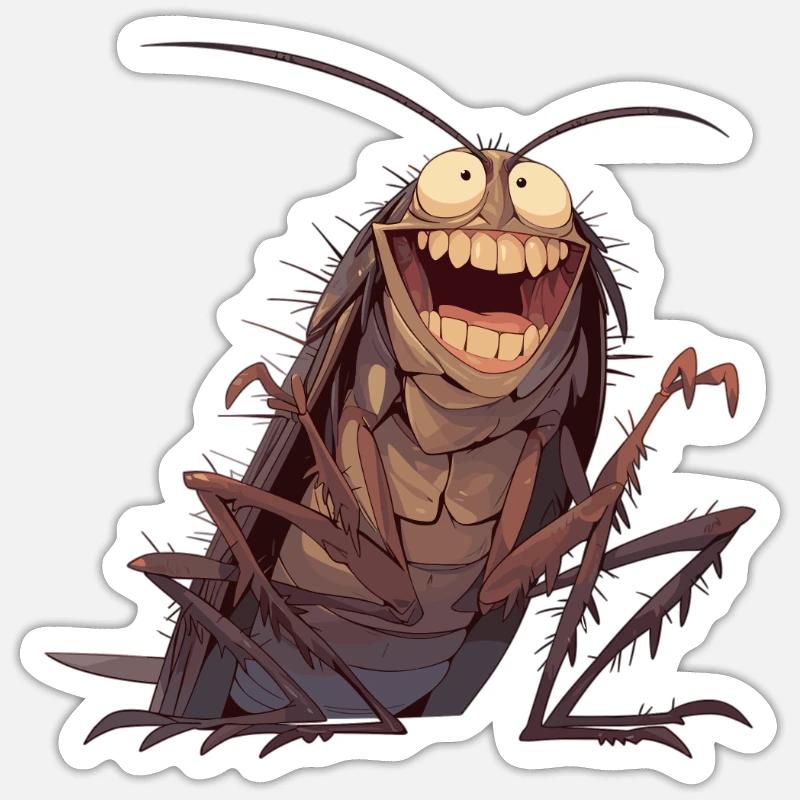 cafard, cafards, cafards - Sticker taille S (10 x 10 cm) - blanc mat