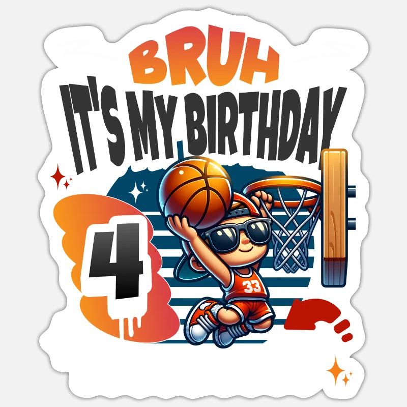 Basketball 4e anniversaire - Sticker taille S (10 x 10 cm) - blanc mat