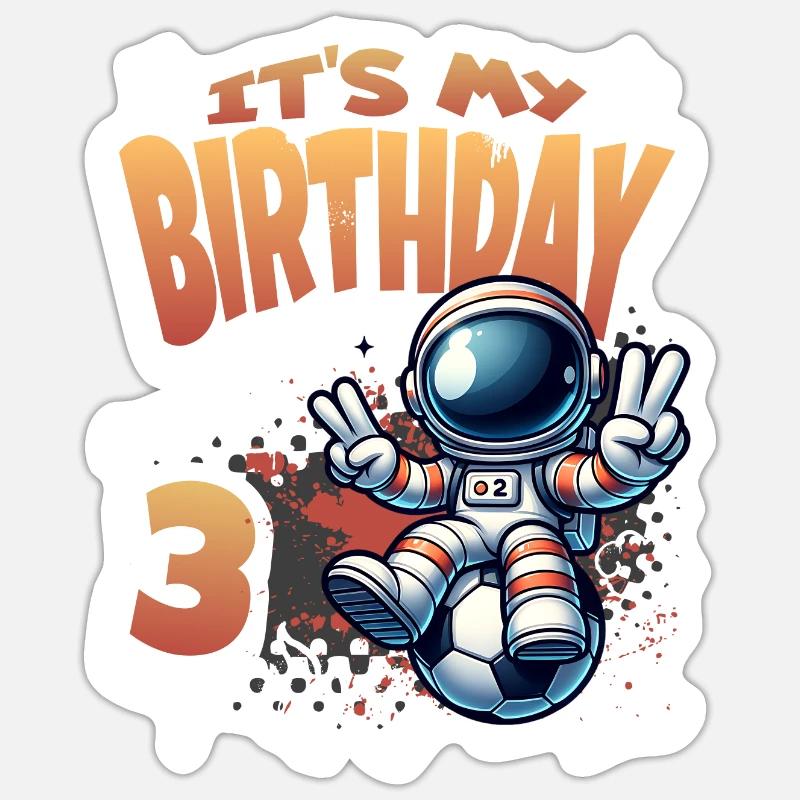 Graffiti Astronaut 3rd Birthday - Sticker size S (10 x 10 cm) - white matte