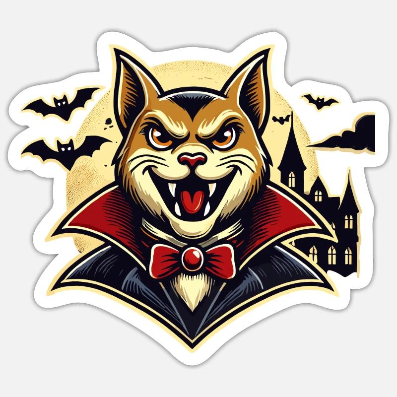 Chat vampire aimant chat propriétaire Halloween Sticker taille S (10 x 10 cm)