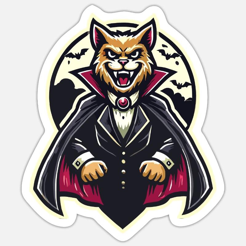 Chat vampire Chat d’Halloween mignon Sticker taille S (10 x 10 cm)