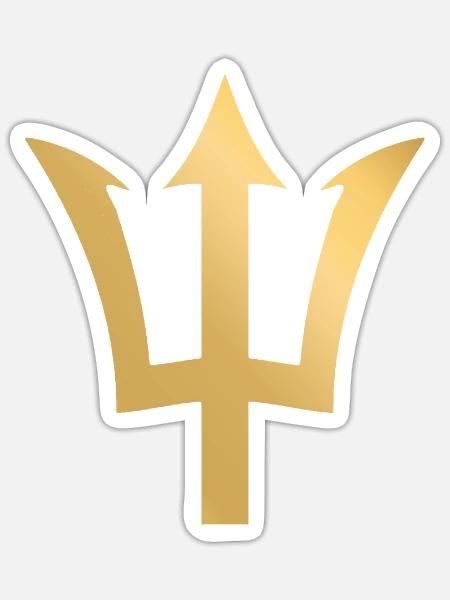 Barbados Trident Stolzer barbadischer patriotische - Sticker Größe S (10 x 10 cm) - Mattweiß