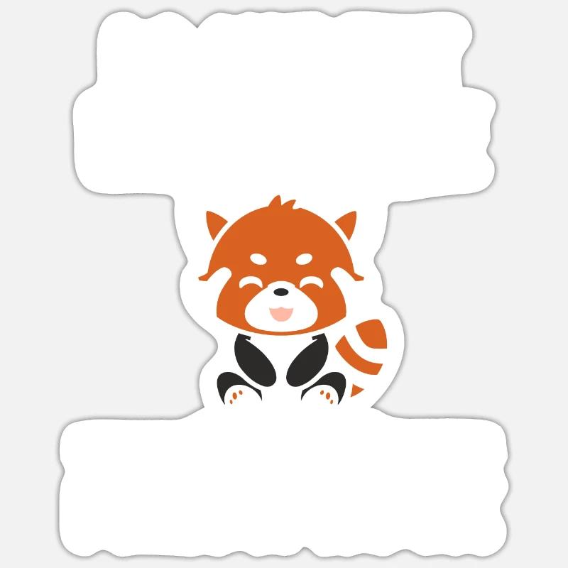 Panda roux - Sticker taille S (10 x 10 cm) - blanc mat