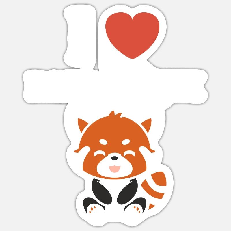 Panda roux - Sticker taille S (10 x 10 cm) - blanc mat