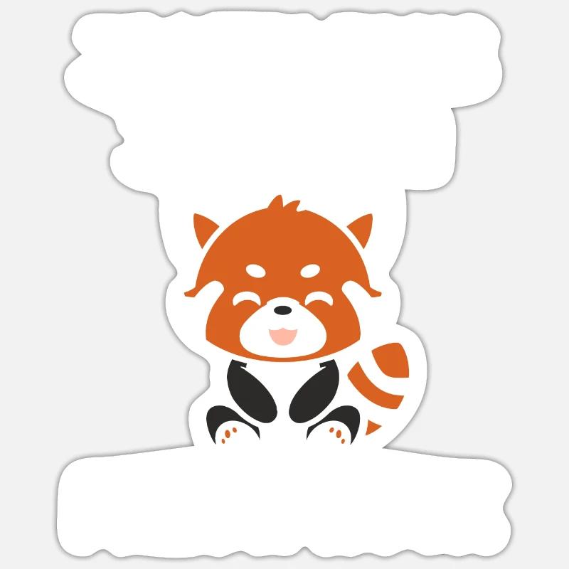 Panda roux - Sticker taille S (10 x 10 cm) - blanc mat