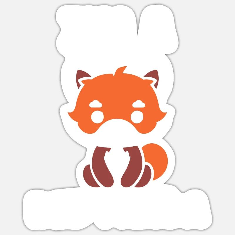 Panda roux - Sticker taille S (10 x 10 cm) - blanc mat