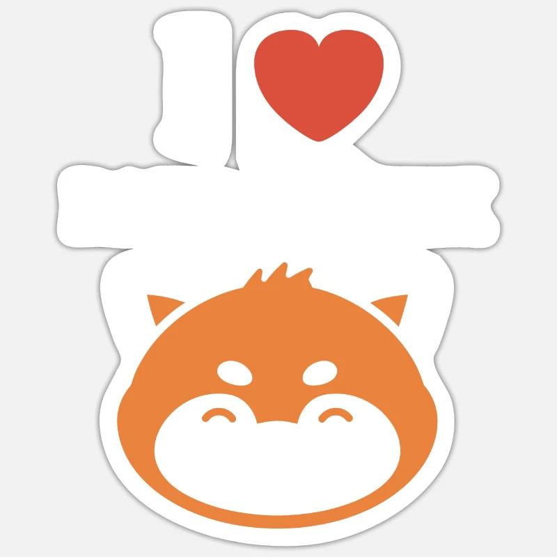 Panda roux - Sticker taille S (10 x 10 cm) - blanc mat