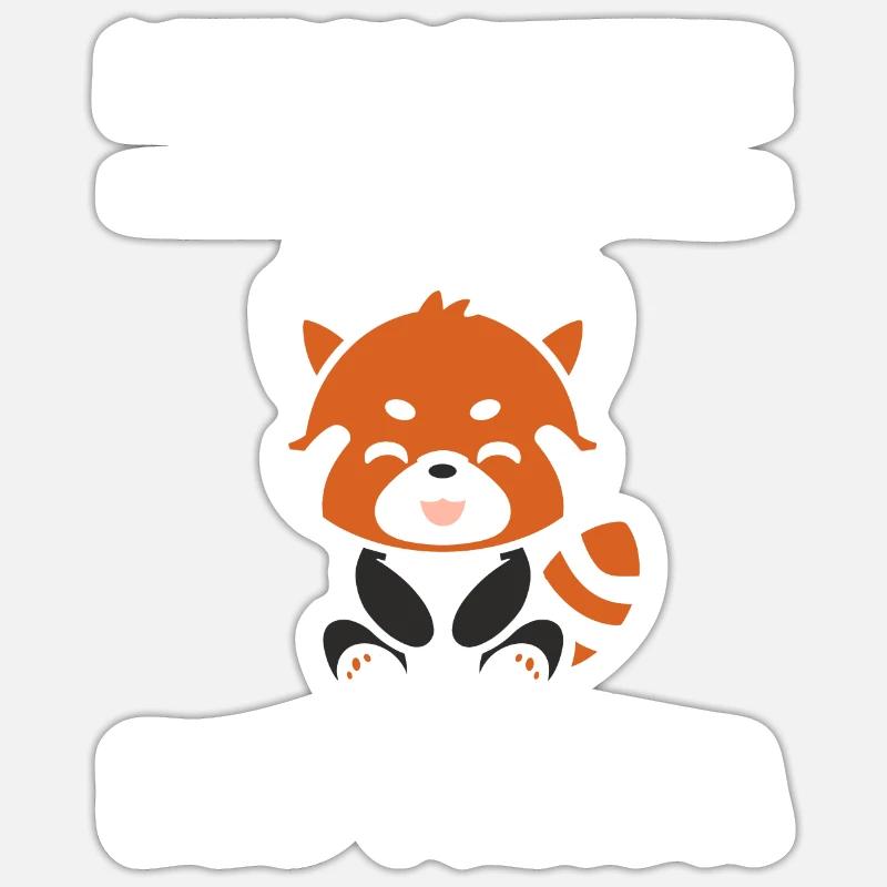 Panda roux - Sticker taille S (10 x 10 cm) - blanc mat