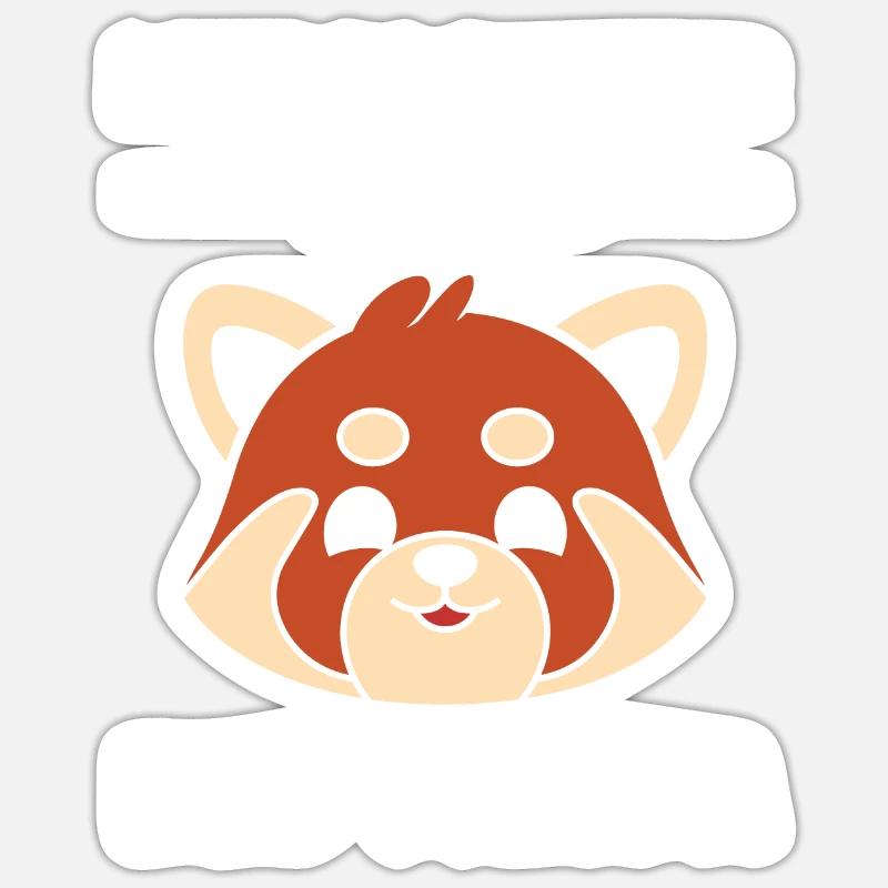 panda roux - Sticker taille S (10 x 10 cm) - blanc mat
