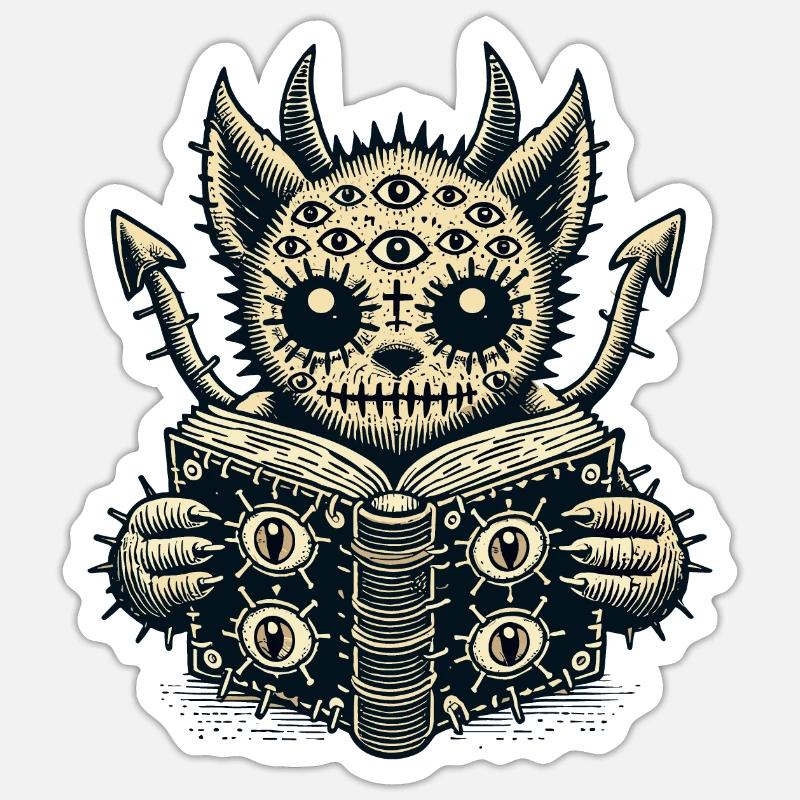 Goth Cat Devilish Demons Cat Horror Cat Sticker size S (10 x 10 cm)
