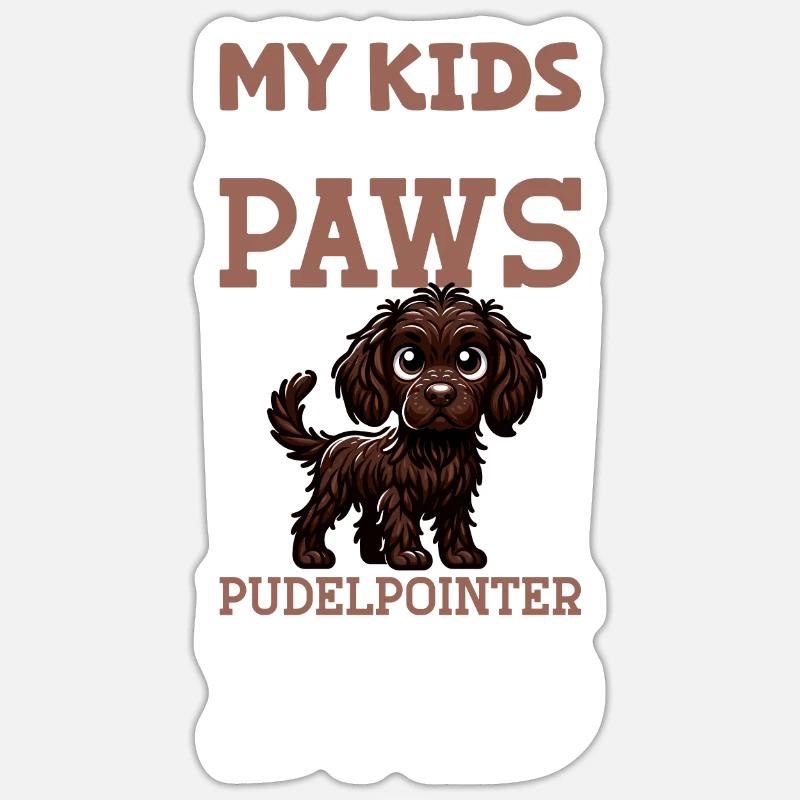 Caniche pointer papa - Sticker taille S (10 x 10 cm) - blanc mat