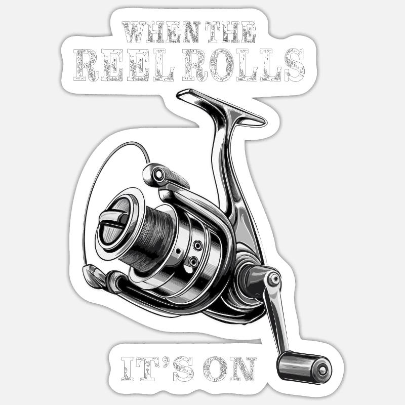 WHEN THE REEL ROLLS IT’S ON - Sticker Größe S (10 x 10 cm) - Mattweiß