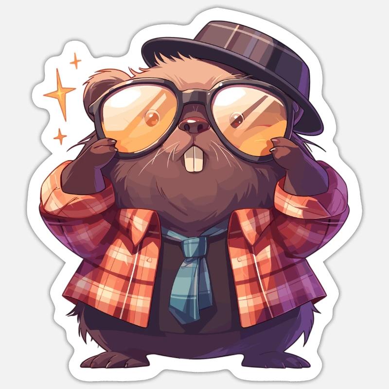 Castor Bieber - Sticker taille S (10 x 10 cm) - blanc mat