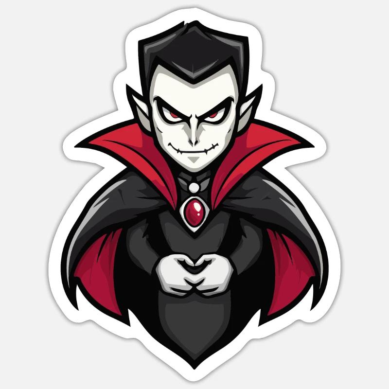 Bande dessinée vampire Halloween - Sticker taille S (10 x 10 cm) - blanc mat
