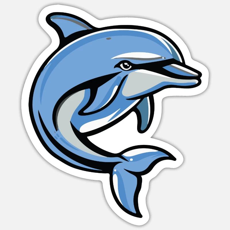 delfin comic - Sticker Größe S (10 x 10 cm) - Mattweiß