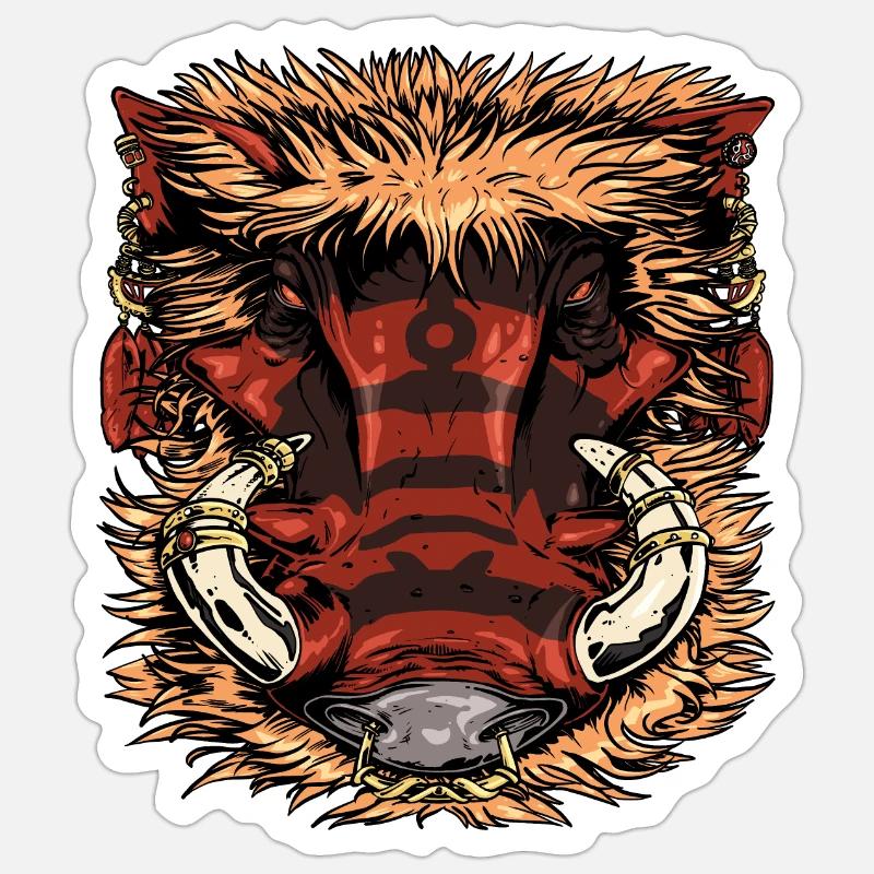 Phacochère tribal - Sticker taille S (10 x 10 cm) - blanc mat