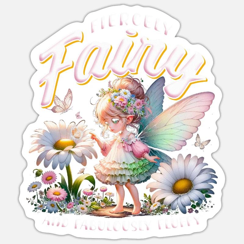 Fée Férocement féerique et fabuleusement moelleuse - Sticker taille S (10 x 10 cm) - blanc mat