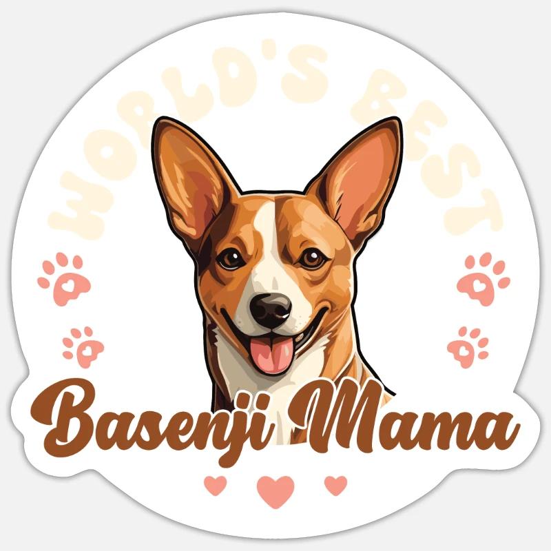 Basenji Groovy Basenji Mama - Sticker taille S (10 x 10 cm) - blanc mat