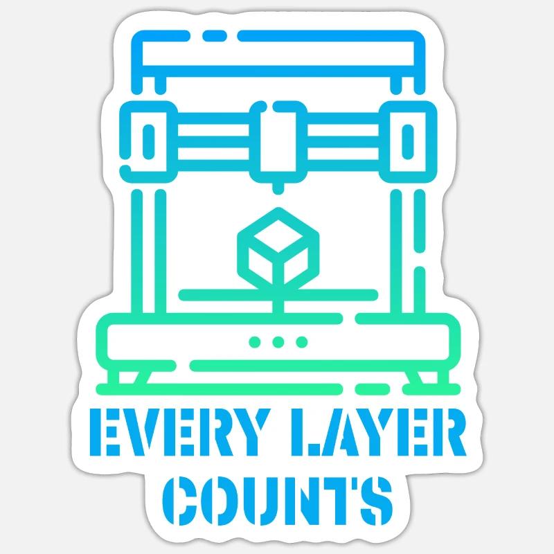 Every Layer Counts 3d Printer - Sticker size S (10 x 10 cm) - white matte