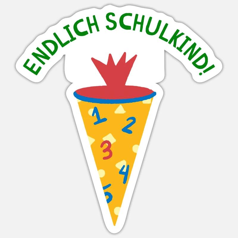 Endlich Schulkind - Sticker Größe S (10 x 10 cm) - Mattweiß