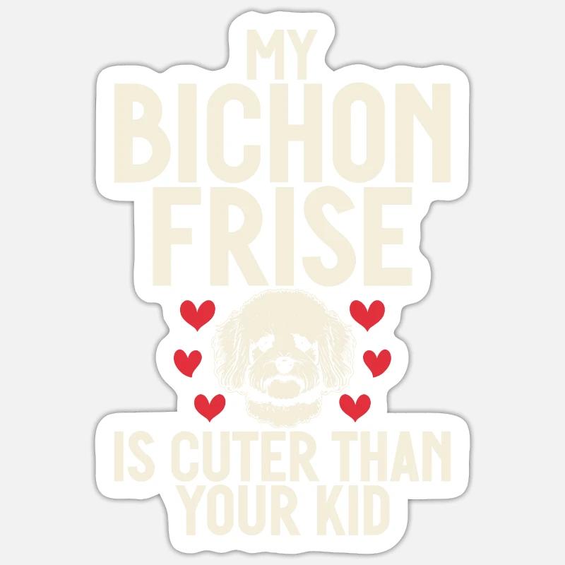 Cadeaux Bichon Frisé - Sticker taille S (10 x 10 cm) - blanc mat