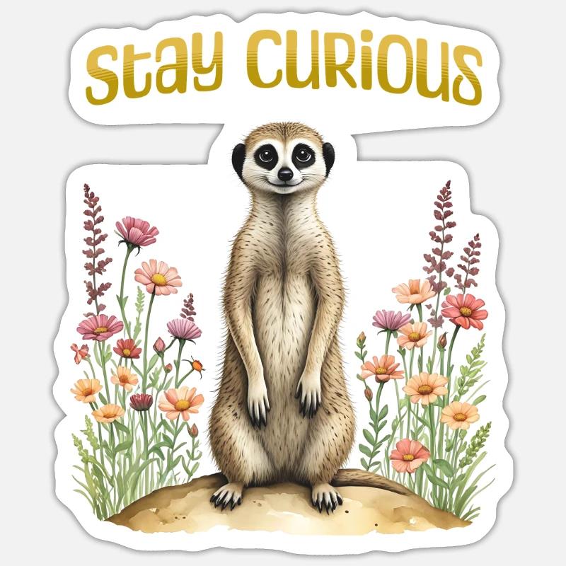 Bleib neugierig, süßes Erdmännchen Sticker Größe S (10 x 10 cm)