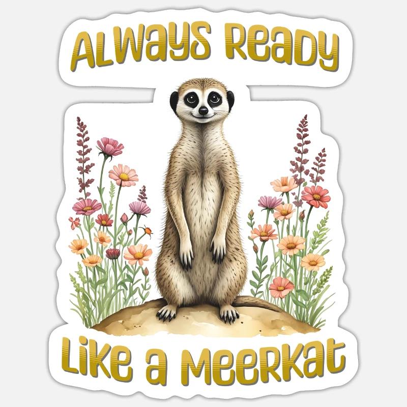 Immer bereit wie ein Erdmännchen Sticker Größe S (10 x 10 cm)