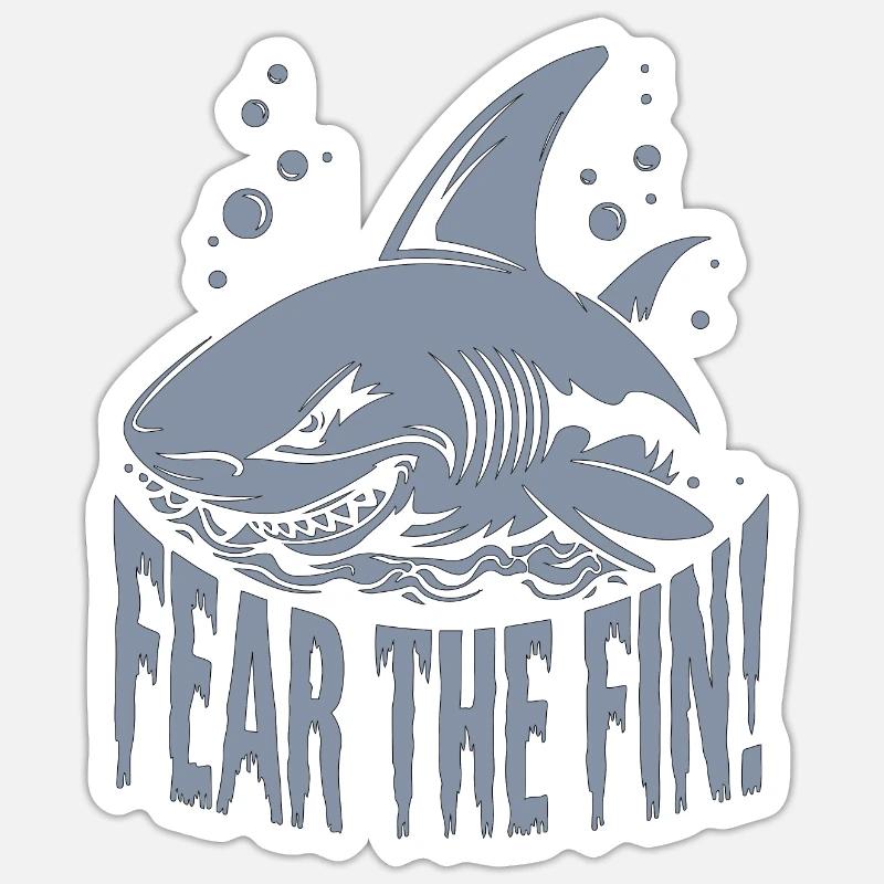 REQUIN, PEUR DE L’AILERON - Sticker taille S (10 x 10 cm) - blanc mat
