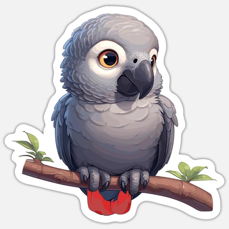 Gray Parrot Graupapageis Graupapagei - Sticker size S (10 x 10 cm) - white matte