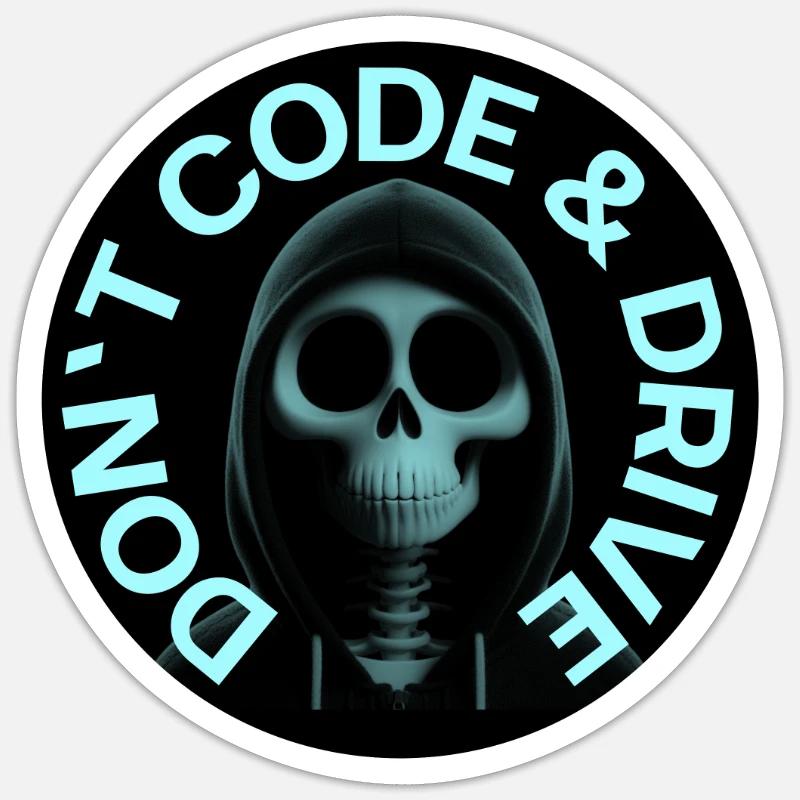 LUZILLION NE CODE PAS ET NE CONDUIT PAS - Sticker taille S (10 x 10 cm) - blanc mat